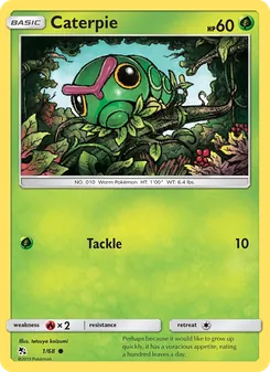 Caterpie card from Hidden Fates, number 1/68