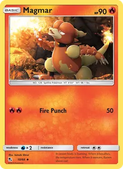 Magmar card from Hidden Fates, number 10/68