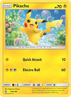 Pikachu card from Hidden Fates, number 19/68