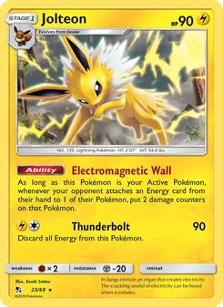 Jolteon card from Hidden Fates, number 23/68