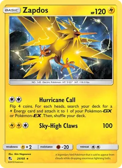Zapdos card from Hidden Fates, number 24/68