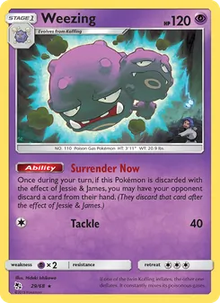 Weezing card from Hidden Fates, number 29/68