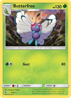 Butterfree card from Hidden Fates, number 3/68