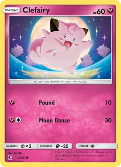 Clefairy card from Hidden Fates, number 39/68