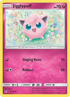 Jigglypuff card from Hidden Fates, number 41/68