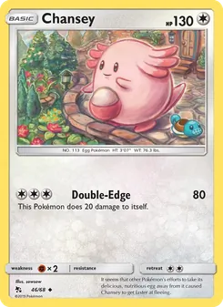 Chansey card from Hidden Fates, number 46/68