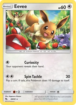 Eevee card from Hidden Fates, number 48/68