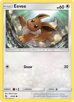 Eevee card from Hidden Fates, number 49/68