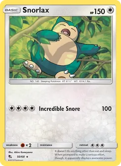 Snorlax card from Hidden Fates, number 50/68