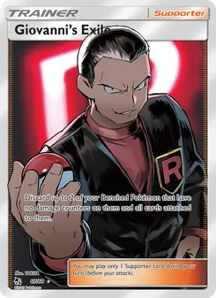 Giovanni’s Exile card from Hidden Fates, number 67/68