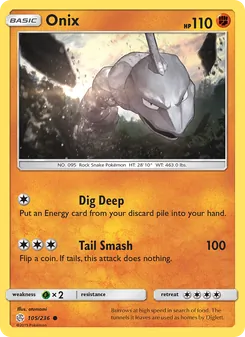 Onix card from Cosmic Eclipse, number 105/236