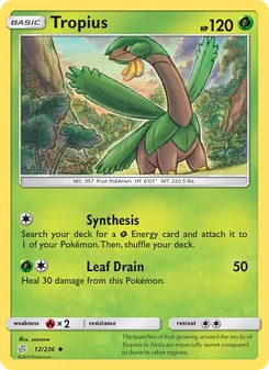 Tropius card from Cosmic Eclipse, number 12/236