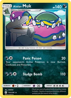 Alolan Muk card from Cosmic Eclipse, number 131/236