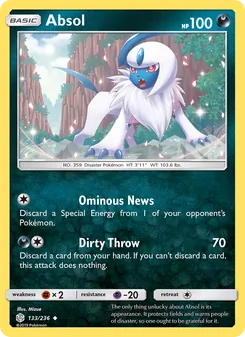 Absol card from Cosmic Eclipse, number 133/236