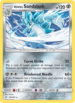 Alolan Sandslash card from Cosmic Eclipse, number 138/236