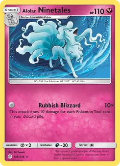 Alolan Ninetales card from Cosmic Eclipse, number 145/236