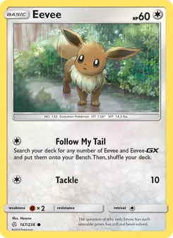 Eevee card from Cosmic Eclipse, number 167/236