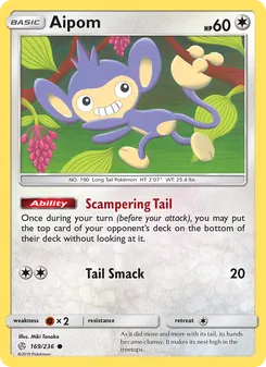 Aipom card from Cosmic Eclipse, number 169/236