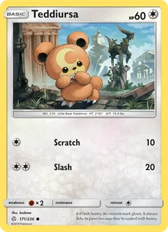 Teddiursa card from Cosmic Eclipse, number 171/236