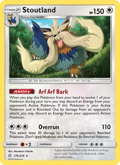 Stoutland card from Cosmic Eclipse, number 176/236