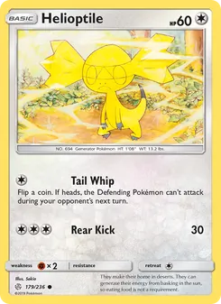 Helioptile card from Cosmic Eclipse, number 179/236