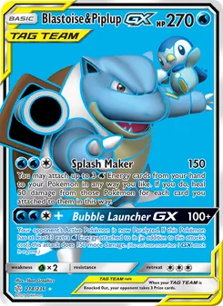 Blastoise & Piplup GX card from Cosmic Eclipse, number 214/236