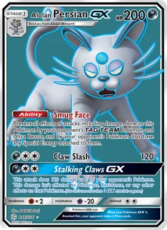 Alolan Persian GX card from Cosmic Eclipse, number 219/236