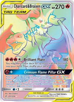 Charizard & Braixen GX card from Cosmic Eclipse, number 251/236