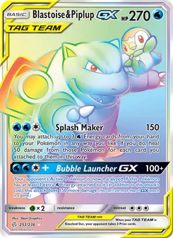 Blastoise & Piplup GX card from Cosmic Eclipse, number 253/236