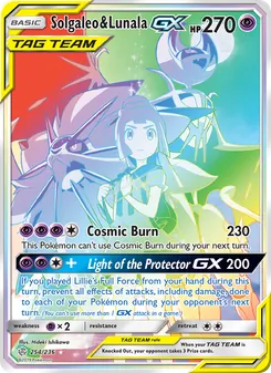 Solgaleo & Lunala GX card from Cosmic Eclipse, number 254/236