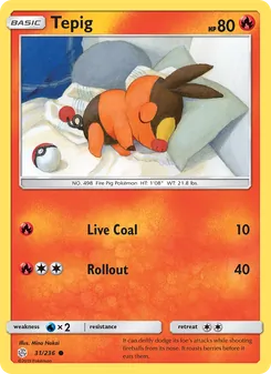 Tepig card from Cosmic Eclipse, number 31/236