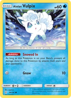 Alolan Vulpix card from Cosmic Eclipse, number 39/236