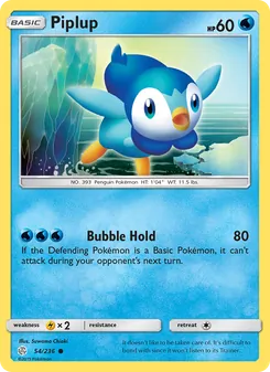 Piplup card from Cosmic Eclipse, number 54/236