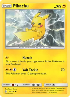 Pikachu card from Cosmic Eclipse, number 66/236