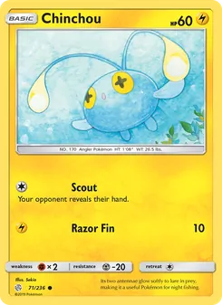 Chinchou card from Cosmic Eclipse, number 71/236
