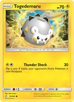 Togedemaru card from Cosmic Eclipse, number 74/236