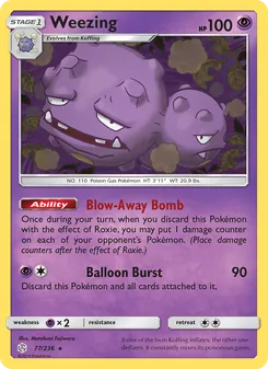 Weezing card from Cosmic Eclipse, number 77/236