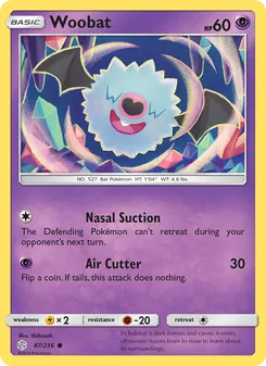 Woobat card from Cosmic Eclipse, number 87/236