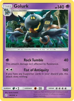 Golurk card from Cosmic Eclipse, number 90/236