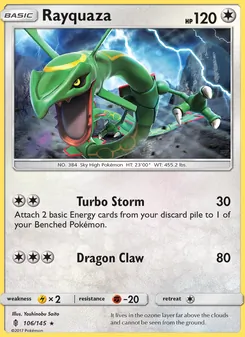 Rayquaza card from Guardians Rising, number 106/145