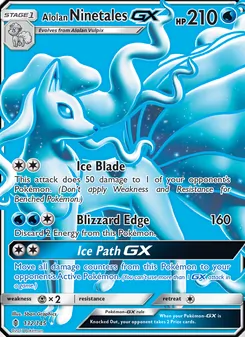 Alolan Ninetales GX card from Guardians Rising, number 132/145