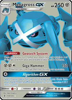 Metagross GX card from Guardians Rising, number 139/145
