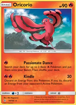 Oricorio card from Guardians Rising, number 14/145