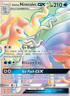 Alolan Ninetales GX card from Guardians Rising, number 150/145