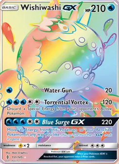 Wishiwashi GX card from Guardians Rising, number 151/145