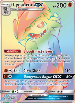 Lycanroc GX card from Guardians Rising, number 156/145