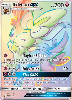 Sylveon GX card from Guardians Rising, number 158/145