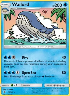 Wailord card from Guardians Rising, number 30/145