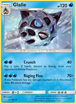 Glalie card from Guardians Rising, number 32/145
