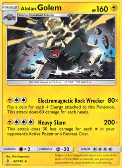 Alolan Golem card from Guardians Rising, number 42/145